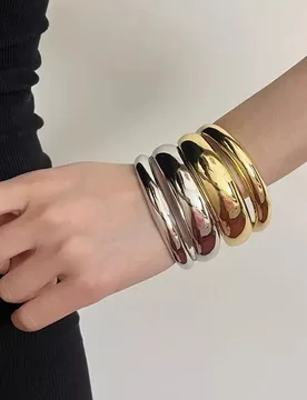 Fashion metal bangle for women gold silver color shiny smooth adjustable bracelet simple - Aliexpress - FashionsVida