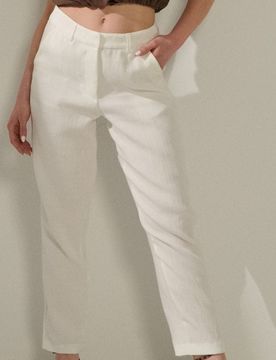 Pantaloni classici con viscosa - panna