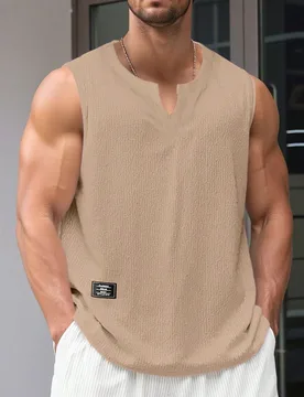 Camiseta de tirantes sin mangas casual lisa de verano para hombre, camiseta sin mangas para hombre, camiseta de tirantes para hombre, vacaciones - Shein - FashionsVida