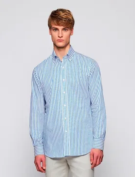 Camisa vertir de hombre rayas cuello con botones - Mirto - FashionsVida