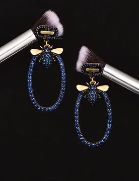 Vintage Bee Shape Blue Gemstone Drop Earrings for Women, Antique Gold Plated Zircon Oval Dangle Earrings, Party Jewelry - Aliexpress - FashionsVida