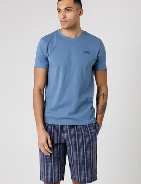 Mens T-Shirt and Checked Shorts Pyjama Set - Tokyo Laundry - FashionsVida