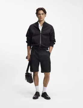 Bermuda cargo Hugo neri in cotone elasticizzato - Hugo Boss - FashionsVida