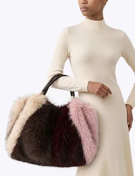 Faux Fur Colour Block Shoulder Bag Multi female - Carvela - FashionsVida
