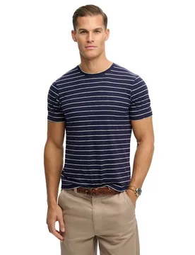 T-shirt à Manches Courtes Classic Essential Stripe Mariner Navy Stripe L - Superdry - FashionsVida