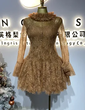 Premium Wholesale 2025 Autumn New Fashion French Style Stand-up Small Sleeve Waist Lace Women's Clothing-GZXX282 - Aliexpress - FashionsVida