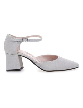 Décolleté argento glitter con cinturino e tacco largo Pittarello Rom. 5781 38