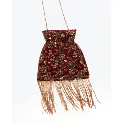 Bolso plano fruncido abalorios