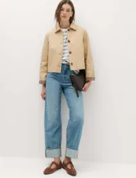 Pure Cotton Short Button Through Jacket Sand female
