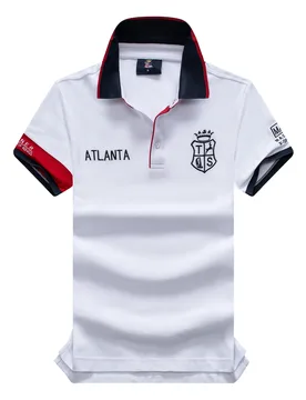 TS New Men's Polo Shirt Classic Atlanta Embroidery White Male Clothing Short-sleeved Loose Golf Collar T-shirt - Aliexpress - FashionsVida
