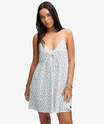 Superdry Damen Strukturiertes Trägerkleid mit Gewebtem Stoff White - Größe: 42