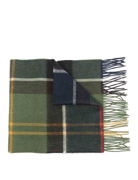 Lana tartan e sciarpa in cashmere con frange