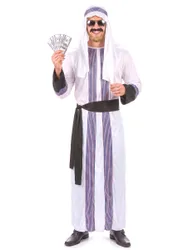 Scheich Kostüm Orient weiss-schwarz-lila