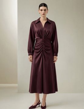 S Robe Soie Lavable Manches Lanternes XS