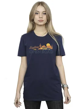 Women's Cars Explore The Open Road Cotton Boyfriend T-Shirt in Navy Size: Large - Navy - Size: L - Disney - FashionsVida