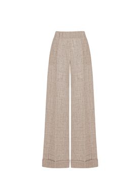 Pantaloni donna d.exterior - puro lino pant palazzo - beige