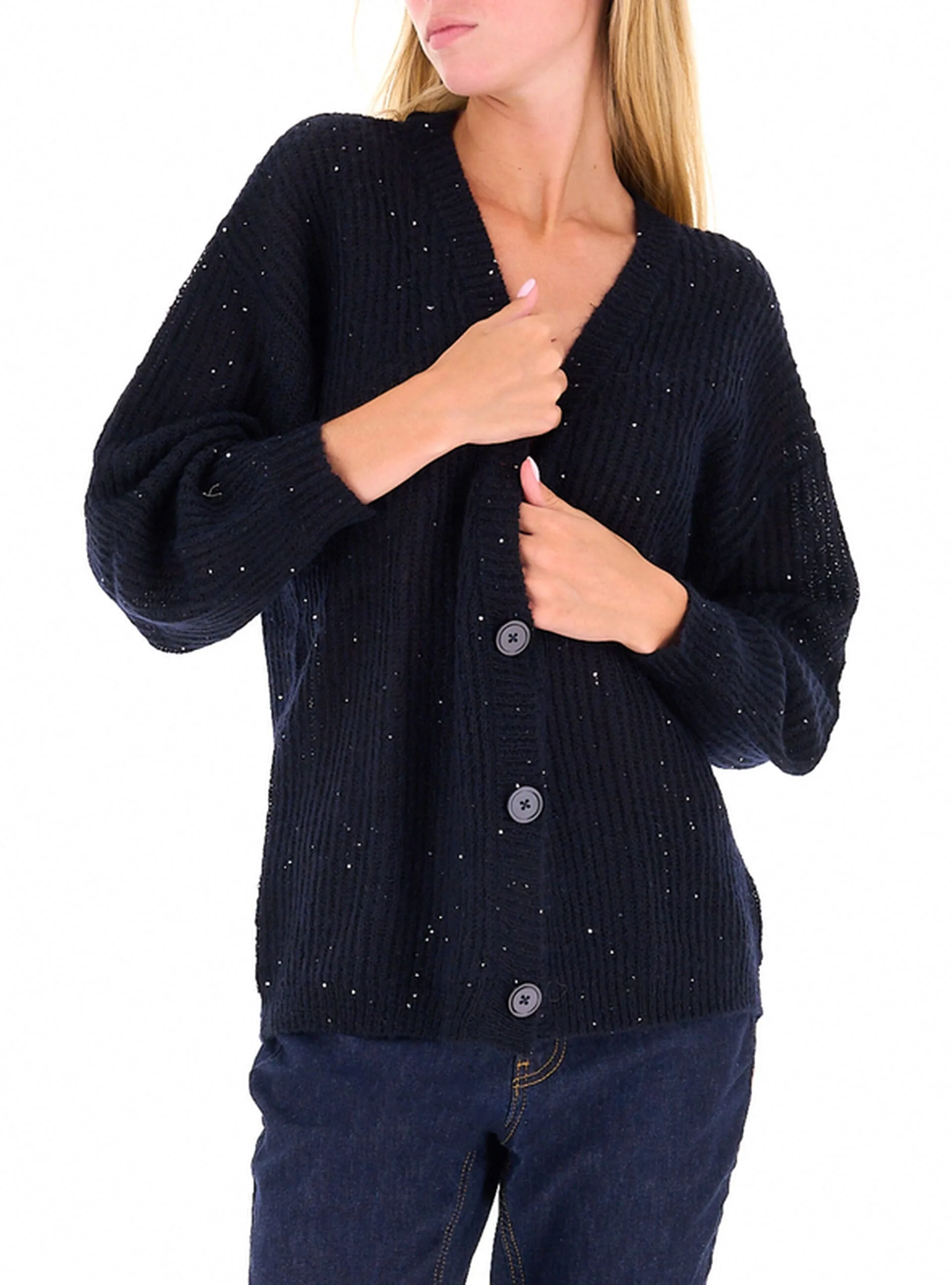 Cardigan scollo a V BLU NOTTE XL - Kocca - FashionsVida