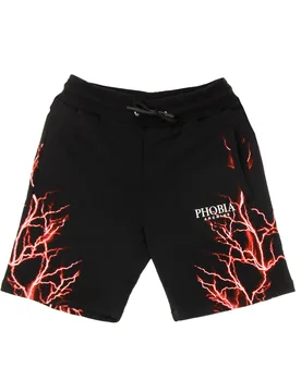 Pantalone Corto Tuta Uomo Red Lightning Shorts Black/red - PHOBIA - FashionsVida