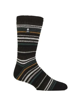 Mens Thermal Stripe Pattern Socks for Winter - - Size: 6-8 - Heat Holders - FashionsVida