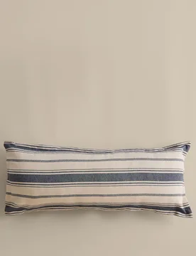 Pure Cotton Woven Stripe Bolster Cushion Navy Mix - M&S - FashionsVida