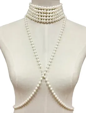 Fashion Vintage Pearl Vest Jewelry Shoulder Chain Jewelry Wedding Dress Accessories Handmade Bead NecKLace, Pearl Body Chain - Aliexpress - FashionsVida
