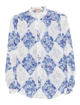 Camicia con stampa floreale con volant