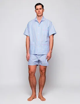 Pijama punto largo de hombre rayas azul - Mirto - FashionsVida