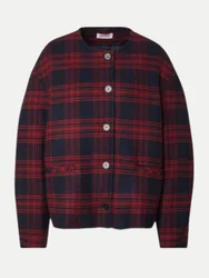 Wolljacke mit Karo-Muster Rot 36