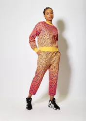 Women's Vivid Cheetah Print Joggers Pants Size: Medium - Multicolor - Size: M