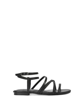 Women's 'Lyra' Flat Gladiator Strappy Sandals With Open Toe in Black Size: 4 - Black - Size: 4 - XY London - FashionsVida