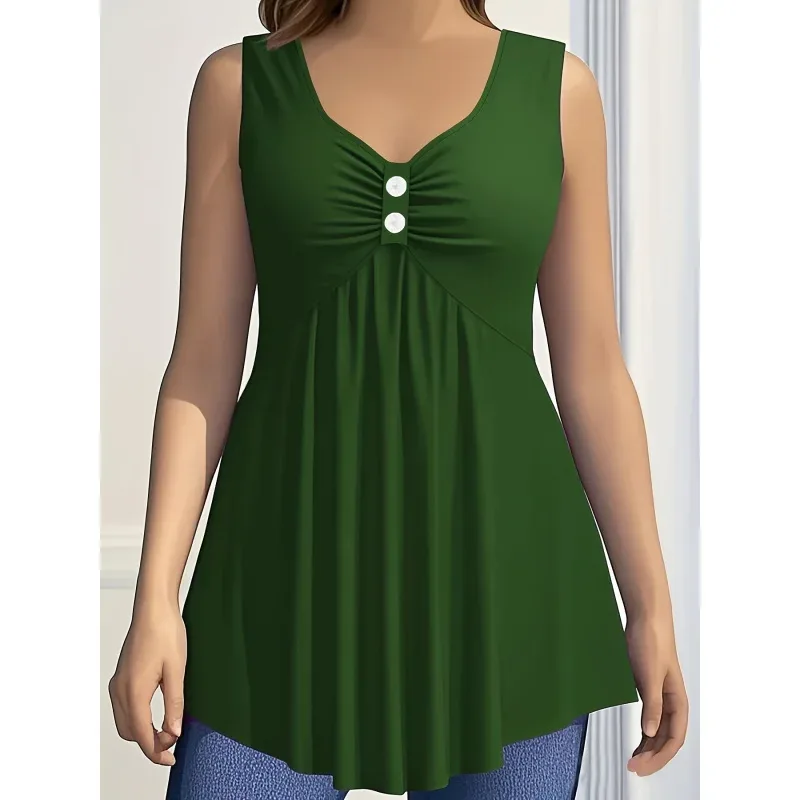 Sleeveless] Vacation-ready Women's Solid Color Sleeveless Top - Aliexpress - FashionsVida