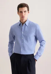 Regular Business Hemd Druck Blau 39