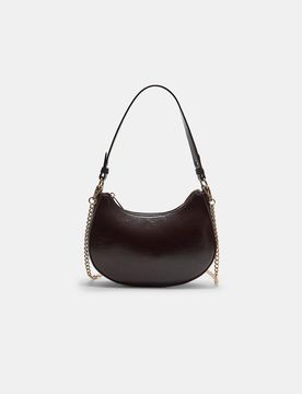 Mondförmige Schultertasche mit Kette Braun OS