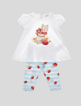Completo winnie the pooh bambina bianco-celeste