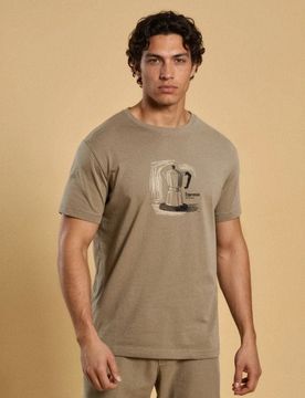 T-shirt in cotone con scritta Espresso - verde chiaro