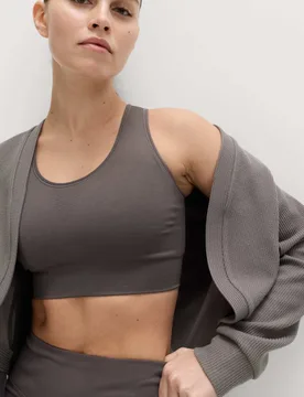 Brushed Ribbed Relaxed Shrug Mid Grey female - Goodmove - FashionsVida