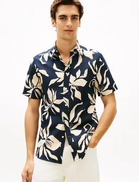 LINEN BLEND FLOWER PRT S/S male