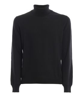 Maglia a collo alto nera in lana