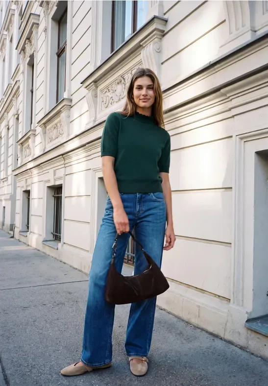Street One Kurzarm Pullover mit Turtle Neck female Grün - Street One Studio - FashionsVida