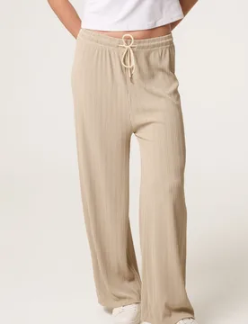 Ribbed Wide Leg Trousers - ONE / SLATE - female - Blue Vanilla - FashionsVida