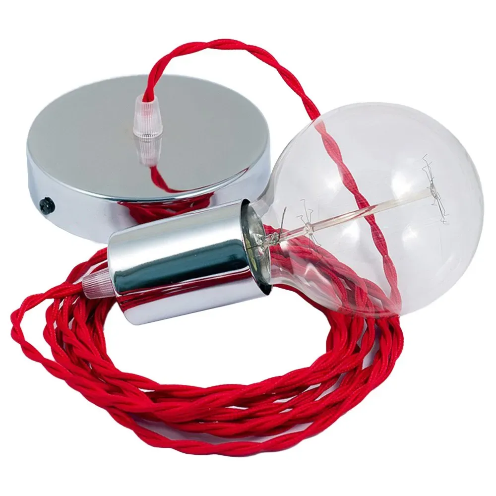 Cables Suspension Luminaire Tm09 1 M Red / Chrome Plated One Size - Creative - FashionsVida