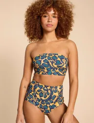 Printed Bandeau Bikini Top Yellow Mix female