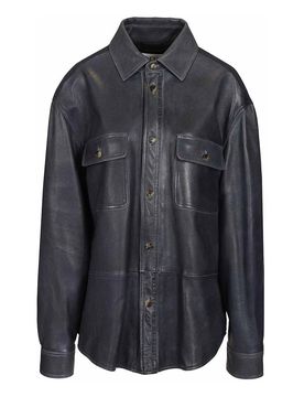 Giacca-camicia in pelle di agnello