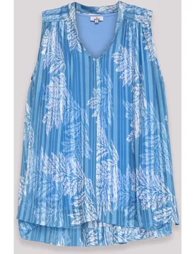 Blusa de mujer estampada sin mangas con bajo asimétrico - Niza - FashionsVida