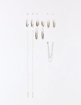 Lot Boucles D’oreilles Asymétriques Argent