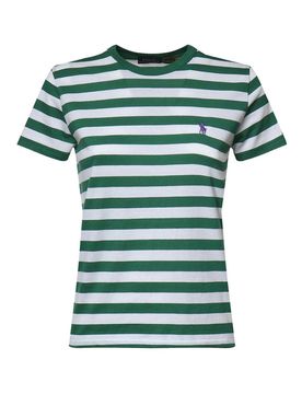 T-shirt in cotone a righe con logo