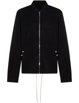 Zip-Up Cotton Jacket with Classic Collar and Drawstring Hem