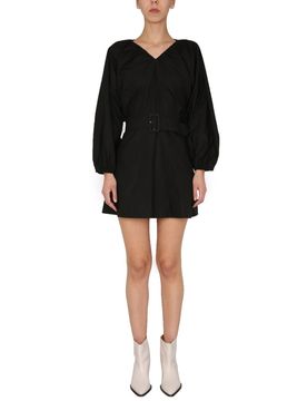V-Neck Balloon Sleeves Mini Dress