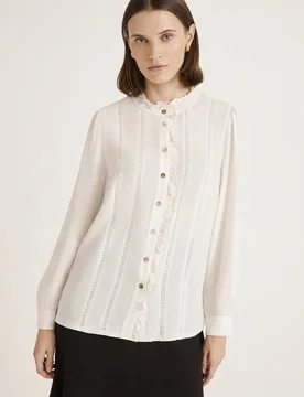 Women's Fiora Crepe Button Through Blouse in Off White Size: 24 - Off White - Size: 24 - Finery London - FashionsVida