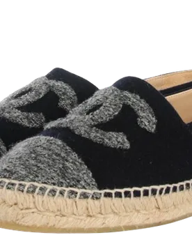 Navy and Grey Wool Espadrilles - Chanel - FashionsVida
